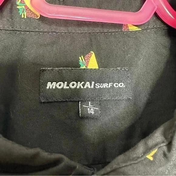 Molokai Surf Co Taco Shirt Button-Down Black & Yellow NWT Size Large - Picture 5 of 16